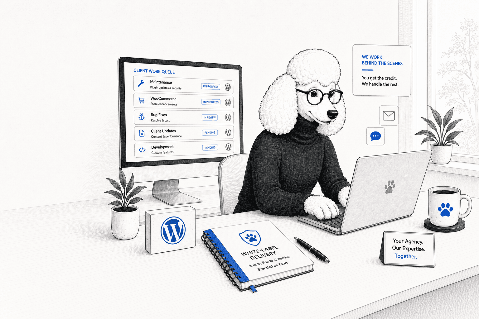 Poodle developer providing white-label WordPress support for an agency