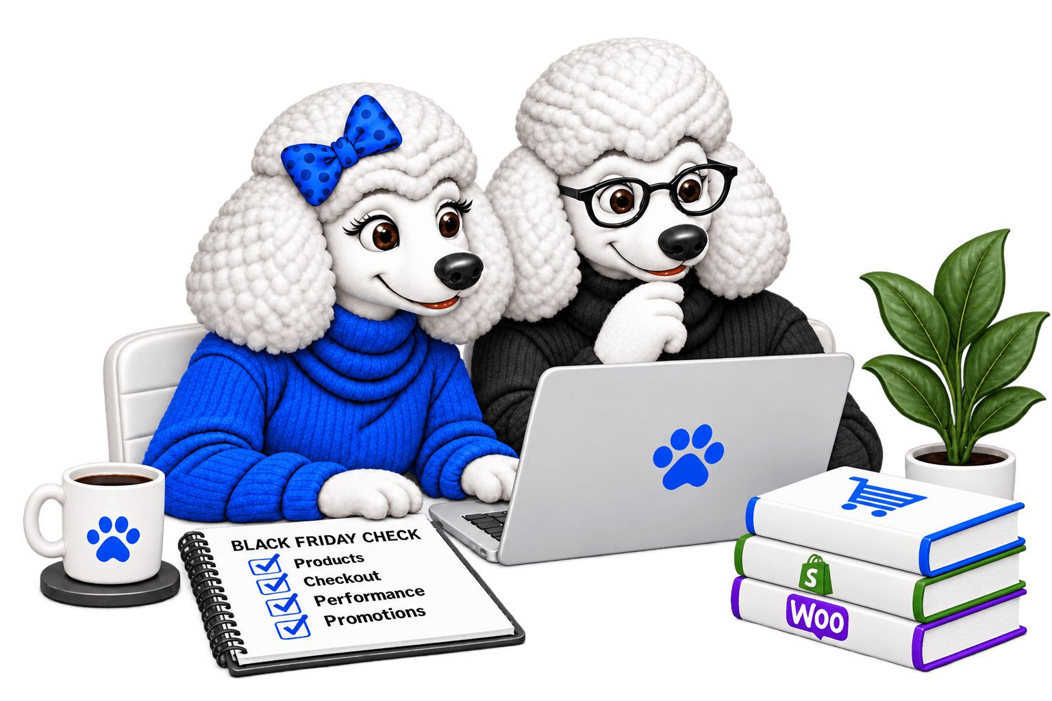 Two PoodleCollective developers reviewing an online store together
