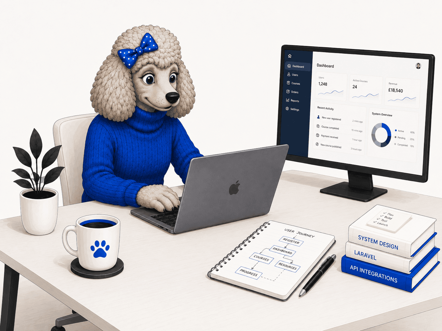Poodle developer working on a custom application