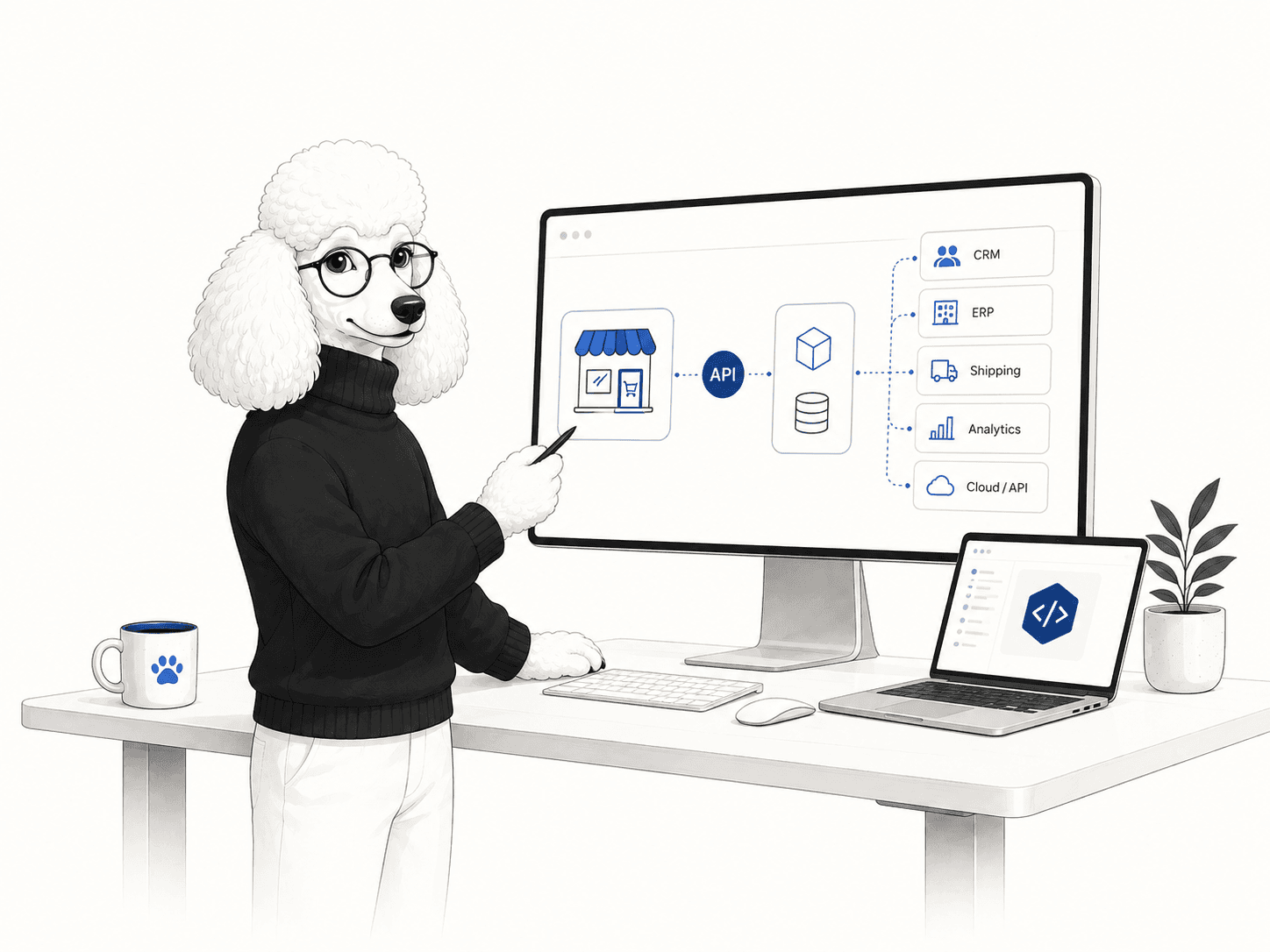 Developer presenting an ecommerce and business systems integration