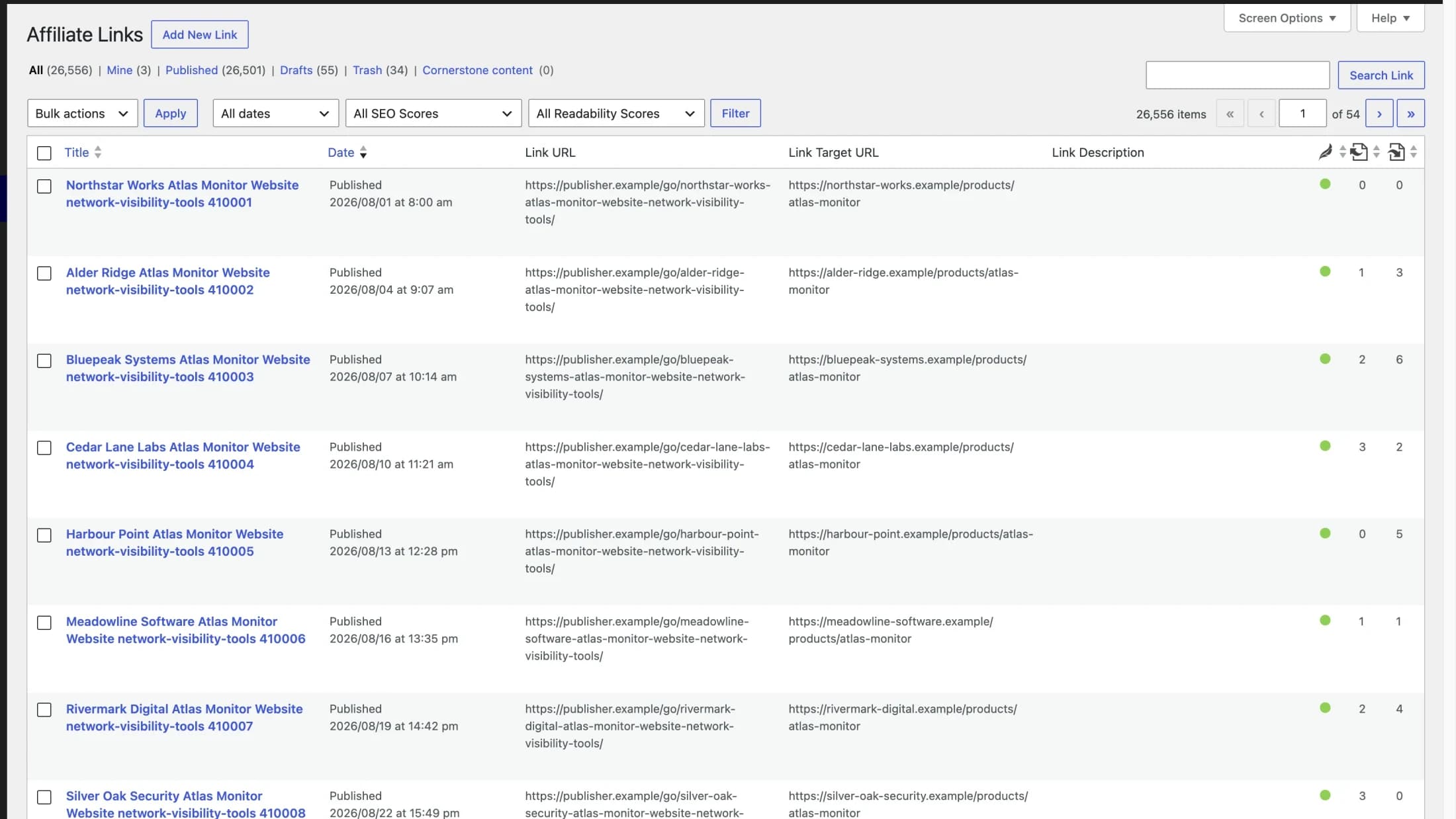 Secure outbound link management interface